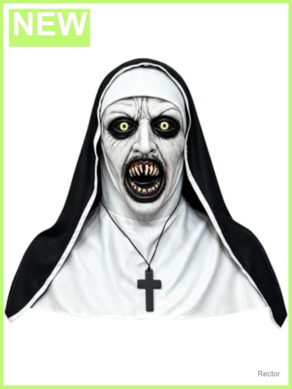 Scary Nun Mask Full Head Latex with Hood Creepy Cosplay Halloween